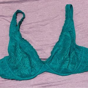 Teal Unlined underwire lace bra